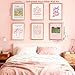 Pink Christian Canvas Wall Art set of 6 Bible Verse Bow Pictures Wall Decor Trendy Preppy Posters Prints Scripture Religious Jesus Painting Artwork for Girls Room Christian Housewarming Gift