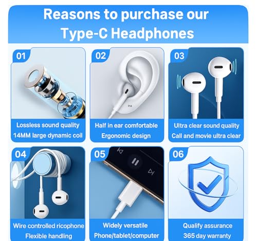 Image of Original Type-C Wired for iPhone 15 Pro & 15 Pro Max 16, 16 Pro, 16 Pro Max,16 Plus, 17, 17 Pro, 17 Pro Max, Series, Air | Strong Noise Reduction