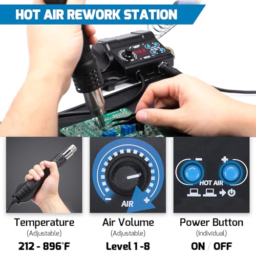 Wep 882D Soldering Iron Station 2-In-1 Smd Hot Air Rework Station thumb #2