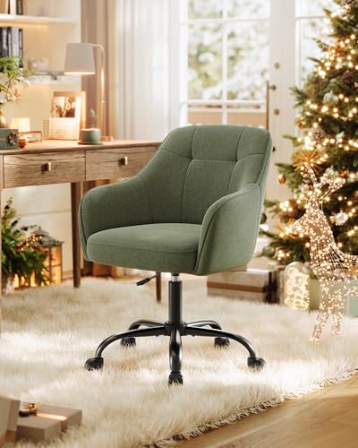 SONGMICS Homeoffice Stuhl, Drehstuhl, Schreibtischstuhl, höhenverstellbar, bis 110 kg belastbar, atmungsaktiver Stoff, für Arbeitszimmer, Schlafzimmer, grün OBG019C01