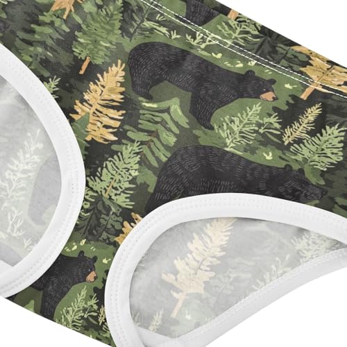 ZZKKO Green Forest Black Bear Girls Underwear Toddler Panties for Girls Comfort Brief Size 2T-8Y3