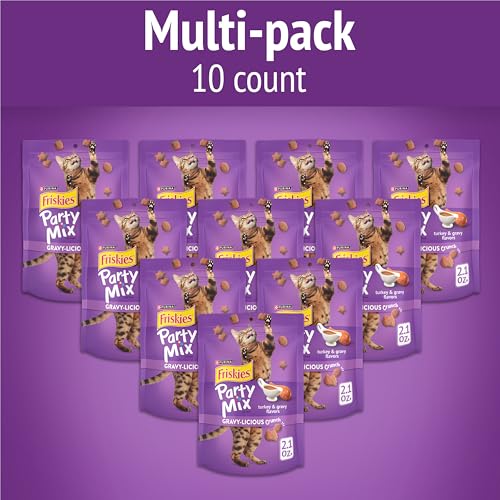 Purina Friskies Party Mix Gravylicious Crunch Cat Treats, (10) 2.1 oz Pouch - image 2