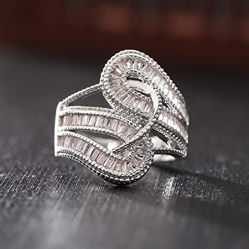 Wedding Band Engagement Ring Set for Women 925 Sterling Silver 5.0Ct Round White AAA Twist Ring Band Cubic Zirconia Rings CZ Simulated Diamond Eternity Bands Engagement Wedding3