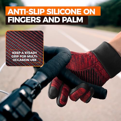 Image of rivmount Lightweight Winter Running Gloves, Touch Screen & Anti-Slip Warm Thermal Glove Liners, Cool Weather Driving Cycling Hiking Biking Walking Sporting for Women Men