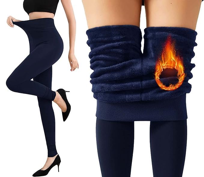Image of Brachy Women's Winter Thermal Leggings | Warm Fur Lined Stretchable High Waist Thermal Leggings Without Socks | Footless Skinny Fit Winter Bottom Wear for Daily & Casual Use- (BCA FURLEG0X1-P)