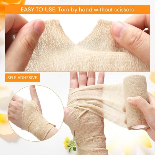 Image of A-Tape Breathable Self Adhesive Cohesive Bandage for Humans & Pets (Dogs, Cats, Birds) -Sports, Wrap, Athletic, Non Woven First Aid Medical, Wrist, Swelling (10 cm X 4.5 mtr) (Pack Of 6, Beige)