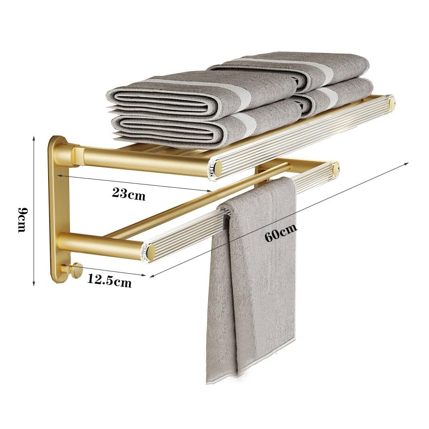 Estanterías para ducha de aluminio dorado con toallero premium 2