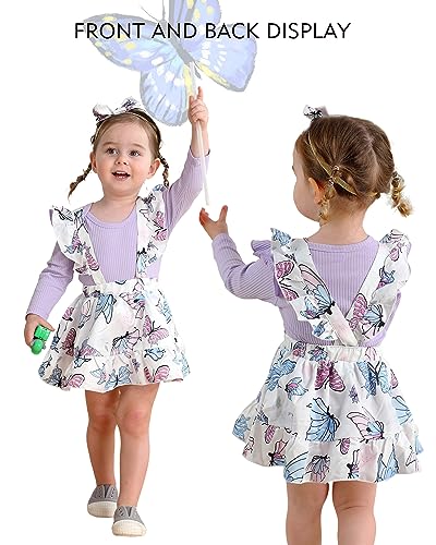 Image of Newborn Baby Girl Clothes Toddler Long Sleeve Ruffle Romper Top Infant Skirt Set Little Girl Overall Dress