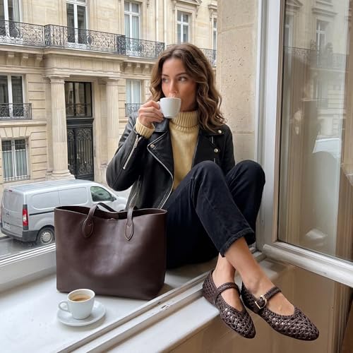 Image of CUSHIONAIRE Wit Hand Woven Womens Flats, Comfortable Mary Jane Ballet Flat with Adjustable Buckle Braided Strap and Cushioned Memory Foam