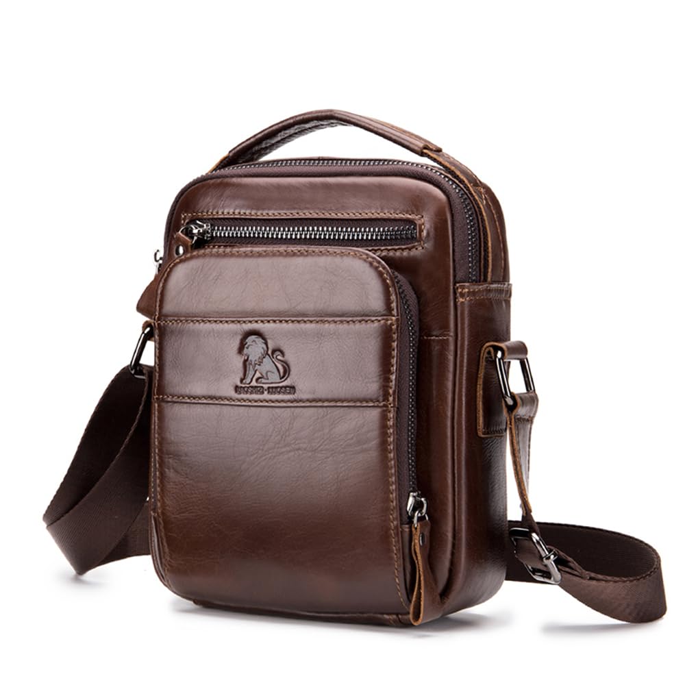 pundarika Bolso de hombro de piel auténtica para hombre, bolsas de hombre pequeñas para hombre, bolso cruzado, bolsa de mensajero, correa de hombro ajustable