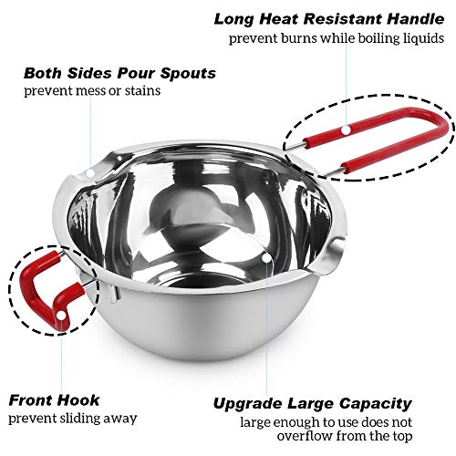 Stainless Steel Double Boiler Pot,3 Cup Capacity Metal Melting Pot with Heat Resistant Handle,600ml Steel Universal Insert Melting Pan for Chocolate,Butter,Candle,Candy and Soap - Thumbnail 7