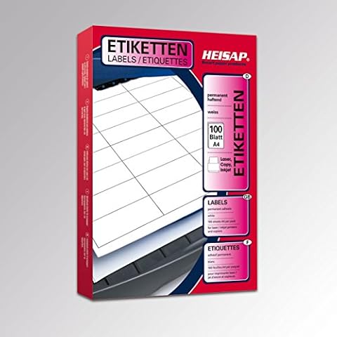 2400 HEISAP Universal Druckeretiketten 63,5 x 33,9 Weiß permanent selbstklebend Etiketten 100 Bogen A4 HEI005 Cover