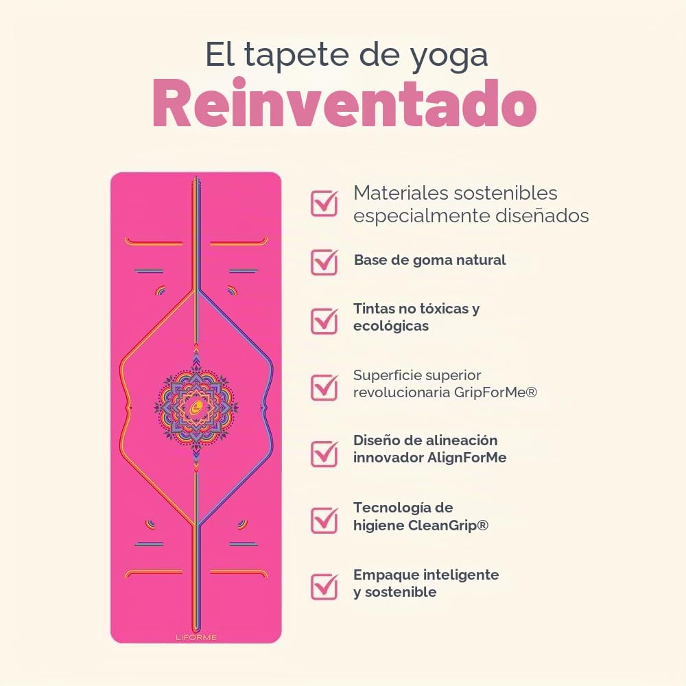 Liforme Esterilla Yoga De Viaje - Mejor Colchoneta De Yoga del Mundo con Sistema De Alineación Original y Patentado - Yoga Mat Ecológica y Respetuosa con El Medio Ambiente - Edición De Viaje