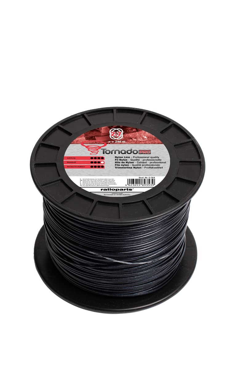 Fil de tondeuse noir ratioparts Tornado Copolymer 240 m et bobine 2,7 mm