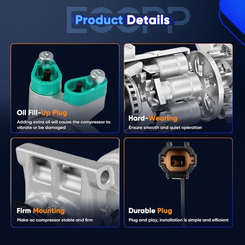 Image of ECCPP AC Compressor Fit for Nissan Tiida 1.8L 2007-2015 Fit for Nissan Versa 1.8L 2007-2012 AC Compressor with Clutch