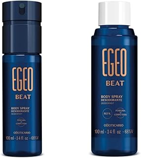 Combo Body Spray Desodorante Egeo Beat 100ml e Refil 100ml