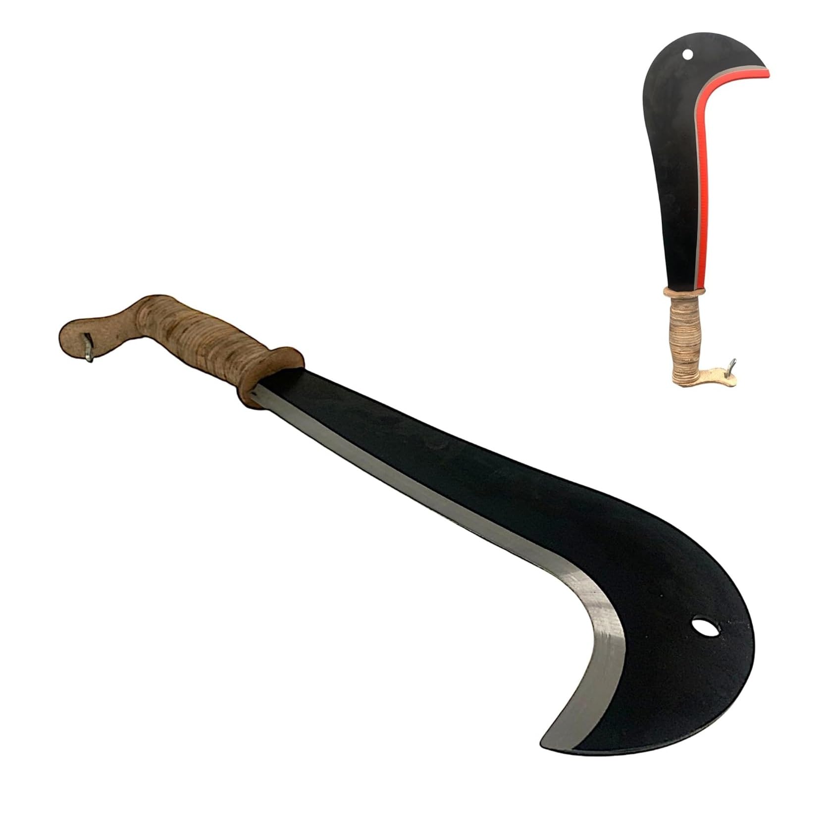 21 SHOP® Roncola 30 cm Manico in Cuoio, Coltello da Canna Falcetto Lama Affilata con Gancio e Protezione, Utensile Agricolo e da Giardinaggio per la cura di piante, alberi e raccolti Tipo "Bergamo"