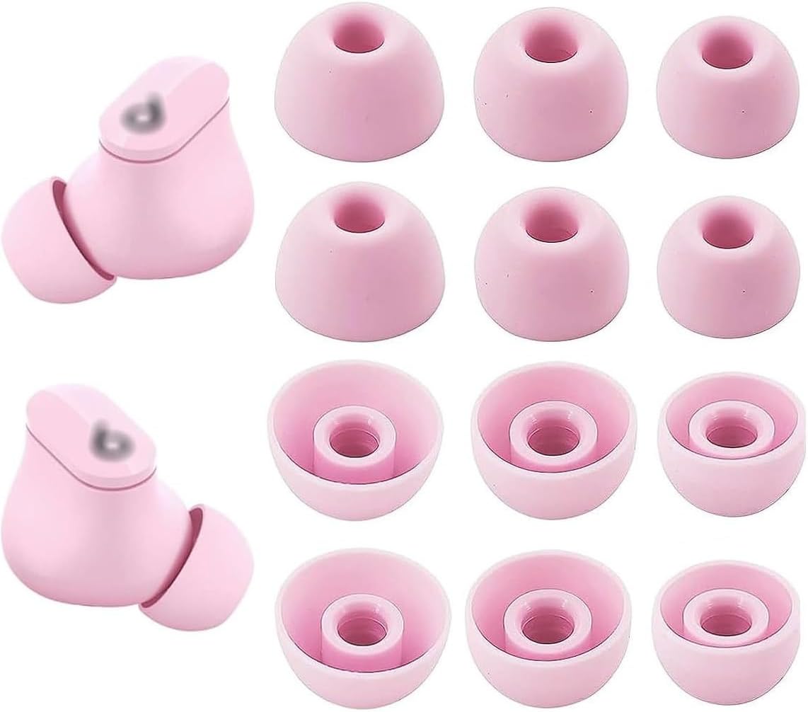 Replacement Ear Tips Compatible with Beats Studio Buds Earbuds, Silicone Ear Buds Ear Cap Ear Plug Eartips Replacement for Beats Studio Buds,S/M/L 3 Size 6 Pairs,Pink 713