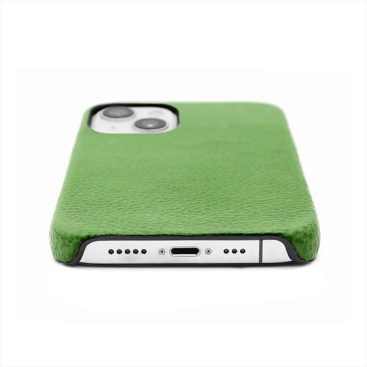 Abbi Signature ABS22311i13 Genuine Leather Back Cover, Pierrot LUX Italian Leather Back Cover, iPhone Case, Wireless Charging, Vegetable Tanned Leather, Clown Lux, Made in Japan, Handmade Green