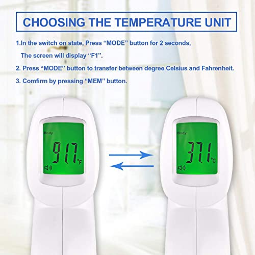 Berrcom Fieberthermometer Kontaktlos Infrarot Stirnthermometer für Babys Thermometer Digitales...