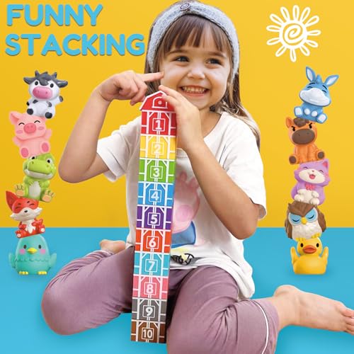 Image of Oriate Farm Animal Learning Toys for Toddlers 1,2,3 Year Old, 20Pcs Farm Animals Montessori Toy for Counting Sorting Color Recognition & Matching, Finger Puppets & Stacking Toys 12M+