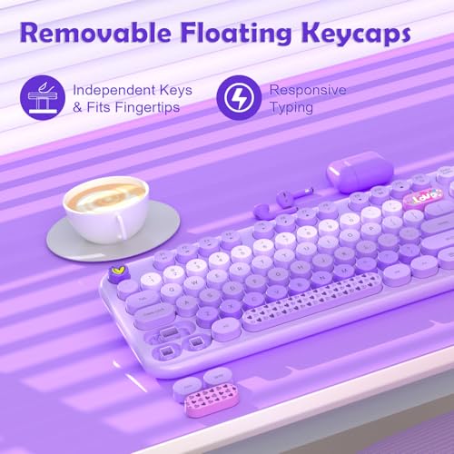 Image of MOFII Keyboard and Mouse Wireless, 104 Keys Lovely Cute Colorful Typewriter