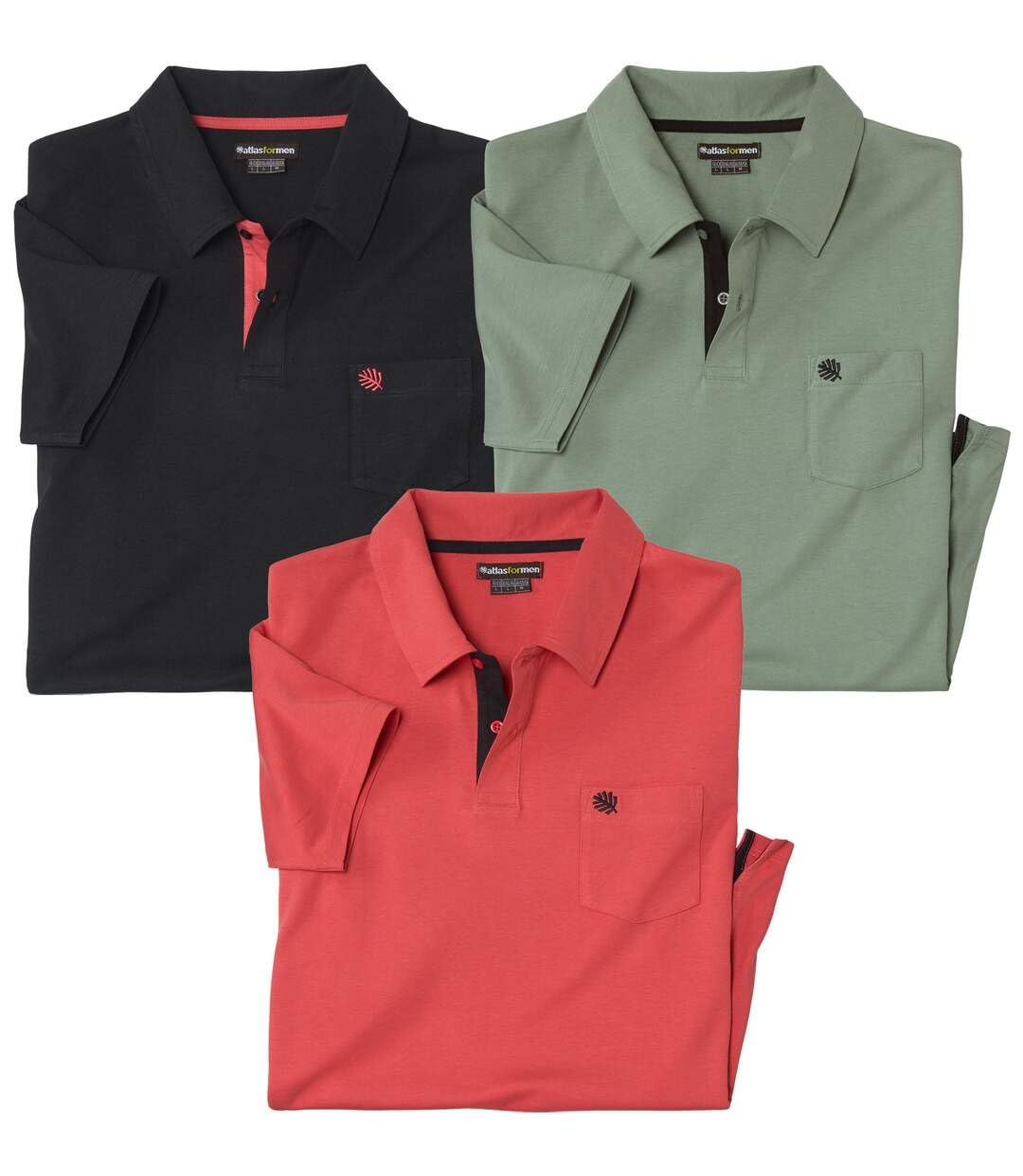 ATLAS FOR MEN - 3er-Pack Herren-Poloshirts - Erhältlich in großen Größen von M bis 5XL