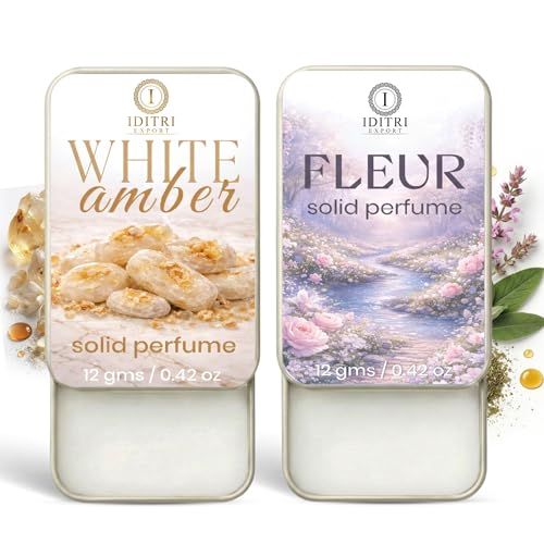 Image of IDITRI EXPORT Solid Perfume |White amber&Fleur Alcohol Free Wax Perfume Balm, Long Lasting | Pocket Tin 12g, Pack Of 2| Non Greasy Smooth Glide, Travel Friendly Men And Women