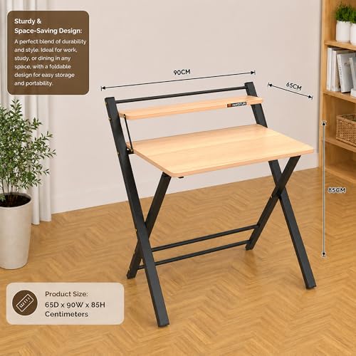 Image of InnoFur Meleti Folding Study Desk (Large)|Foldable Office Table|Adjustable Laptop Cum Computer Table Big (Walnut, Regular)