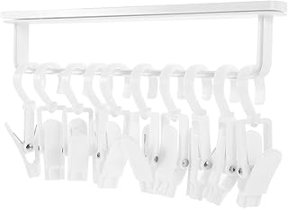 STOBAZA 1 Set Sliding Multi Clip Hanger Closet Rod Hanger Retractable Wardrobe Rod Wall Socks Rack Clothes Rack Heavy Duty Closet Mounted Clothes Hanger Abs Backpack Hanger White Key