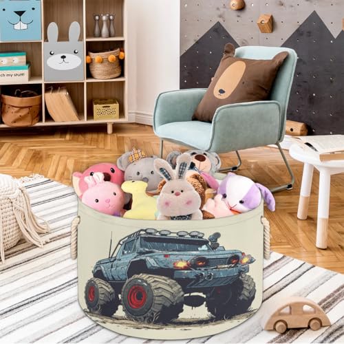 Xosoxruk A-002Y-004-0688-01-249A-00EL Cartoon Monster Truck Round Storage Basket thumb #4