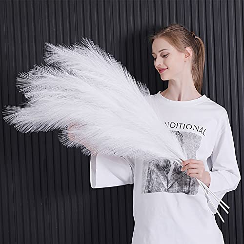 White Pampas Grass Decor Tall Fluffy-40ã€žFaux Grass Decor- 63 Branch 3 Pcs 220g Pampas for Vase Room Decorã€Vase Filling