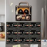 Imanes de nevera de música retro con reproductor, 9 imanes de nevera de disco de vinilo vintage, reproductor de música programable de 128 MB habilitado para NFC, regalos musicales estéticos únicos