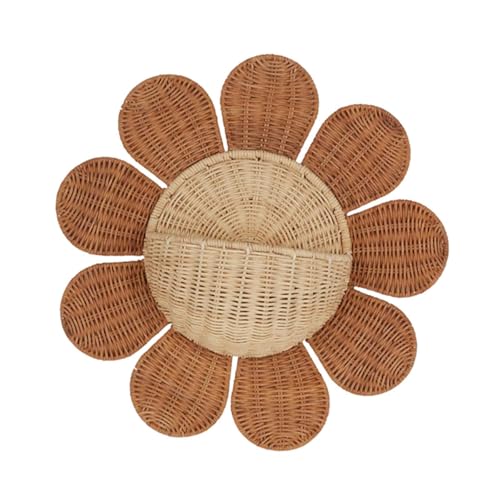 Bothyi Wall Mount Basket Decorative Boho Rattan Mail Holder Woven Basket Storage Basket for Kitchen Nursery Pantry Laundry Room Home