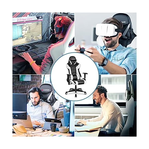 mfavour Ergonomic Gaming Chair with Height Adjustment, Headrest Lumbar Support, E-Sports Swivel Chair for Game Playing and Working - Image 7