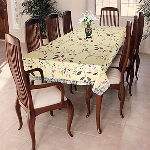 Homerz Premium Dining Table Cover for 6 to 8 Seater, 60 x 90 inch Exact Size, Waterproof, HD Designs, Easy to Clean and Durable meteria (Lemon Leaf)
