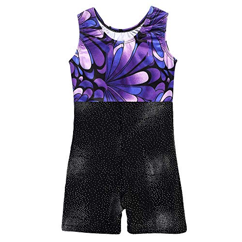 Image of HOZIY Leotards for Girls Gymnastics Kids Children Biketard Snowflake Ribbon Blue Purple Hot Pink Sparkle