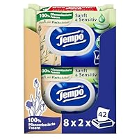 Tempo Feuchte Toilettentücher ’’Sanft & Sensitiv’’ - Megapack - 16 Packungen mit je 42 Tüchern - Duo Packs - natürliche Aloe Vera - Toilettenpapier, dermatologisch getestet, pH-hautneutral