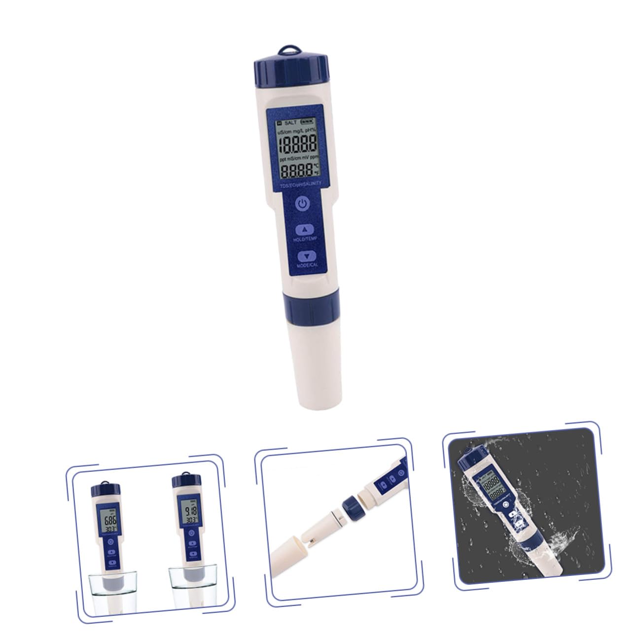 LIFKOME Tester Digitale Salinità Acqua Portatile Misuratore Temperatura e qualità per Piscina Acquario e Compatto e Resistente per Laboratori e Acqua di