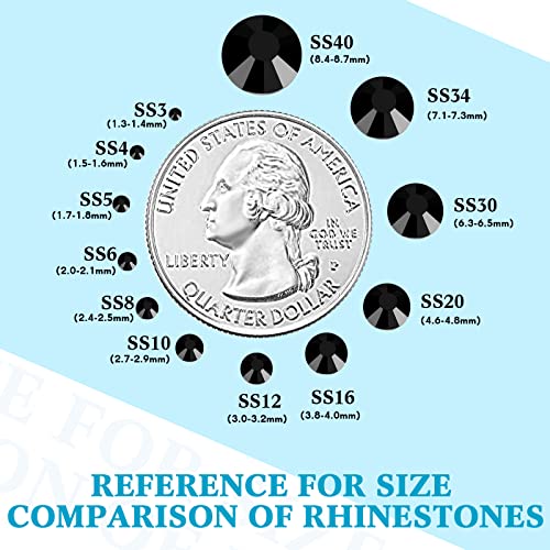 Image of 22000 Pcs Hotfix Rhinestone Bulk Crystal Iron on Flat Back Nail Gems Hot Fix Round Glass Rhinestones for Bedazzling DIY Crafts Clothes Shoes Supplies Decoration 2.7-2.9mm(SS10, Black)