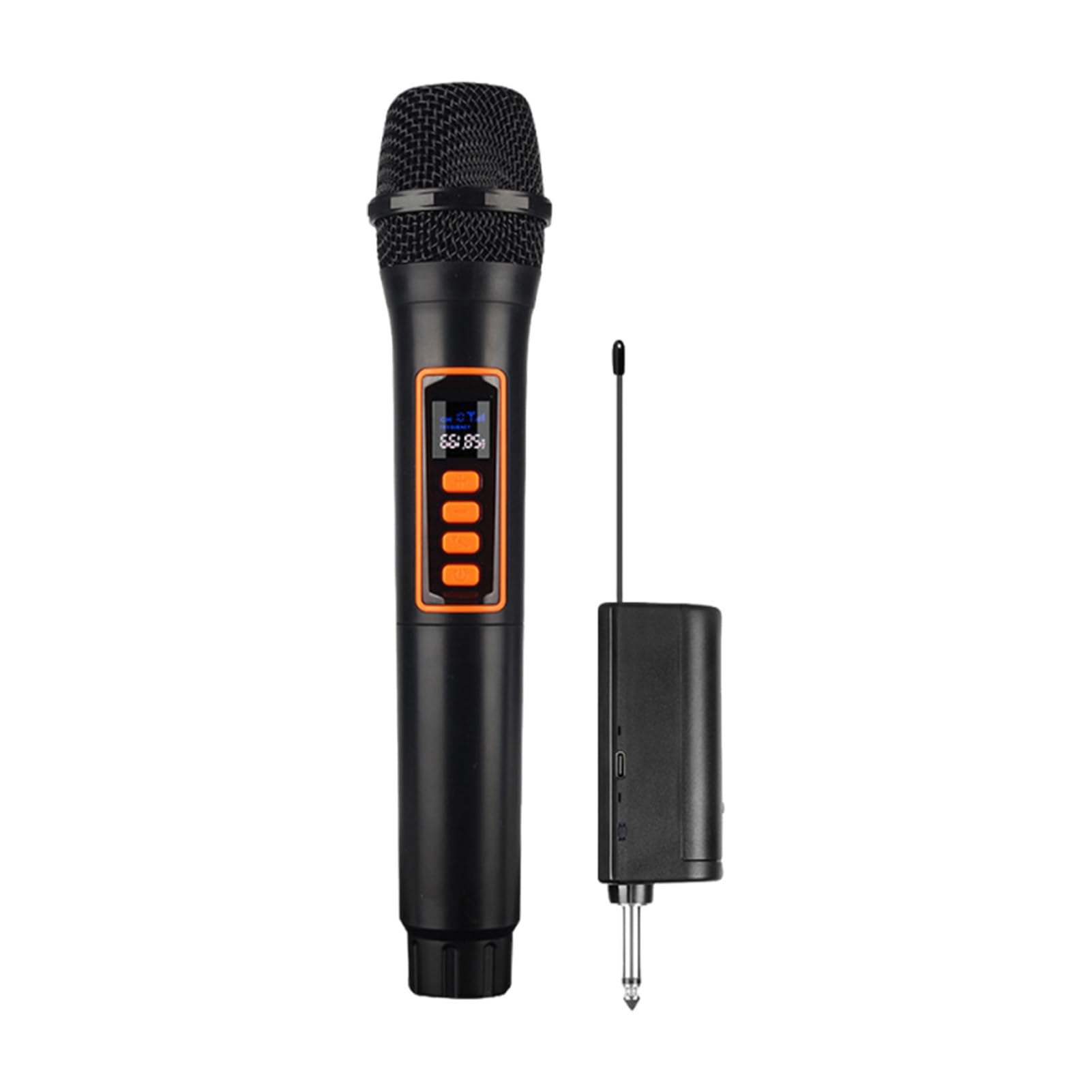 Alomejor Microfono Wireless 2.4G con Ricevitore Ricaricabile, Cardioide Palmare con Interfaccia Audio 6,35mm per Karaoke Festa Palco (1 a 1)