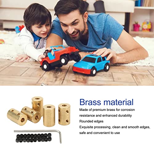 5Pcs RC Shaft Coupling Set, Universal 5?5mm Brass Shaft Coupling Joint Connector, Bore Rigid Coupling Set Bore Flexible Shaft Coupling for Motor Shaft Extension