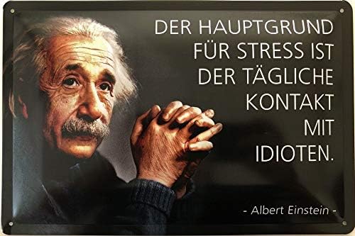 Der Hauptgrund Für Stress Ist Der Tägliche Kontakt Mit Idioten Deko7 Tin Sign 30 x 20 cm Albert Einstein Saying - Der Hauptgrund für