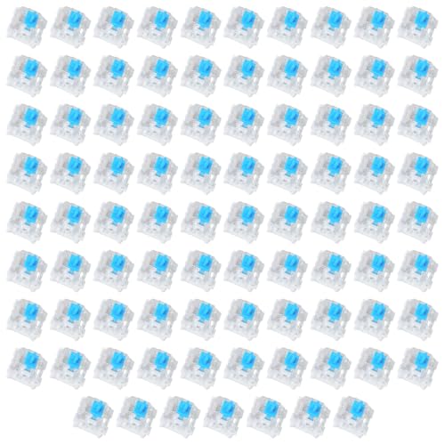 Image of 87 Pieces Blue Mechanical Keyboard Switches, 3 Pin Pre-Lubricated Clicky Key Switches, Dustproof and Waterproof Keyboard Accessories for Mechanical Gaming Keyboard