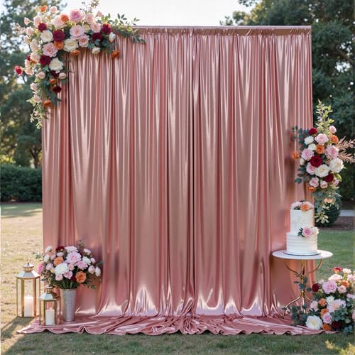 10x10FT Rose Gold Sequin Backdrop Curtain for Party - 2 Panels 5x10FT Wrinkle-Free Shimmer Drapes for Birthday Wedding Christmas Decorations & Photography