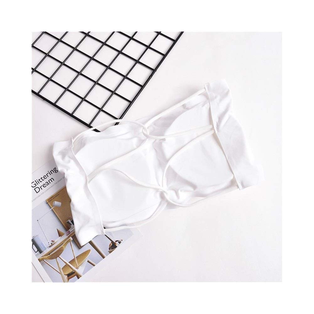 Mike Wodehous Girl Anti-lighting Ice Silk Breathable Cross Beauty Back Bottom Light And Seamless Without Wrap Chest Chest Tube Without Rim Vest. (Color : White)
