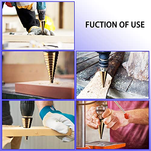 Hss Titanium Step Drill Bit 5Pcs,Hss Cobalt Multiple Hole 50 Sizes,Titanium Step Drill Bit Set With Automatic Center Punch,High-Speed Metal Steel Drill Double Cutting Blades Perfect For Diy Hobbyists #TOP5