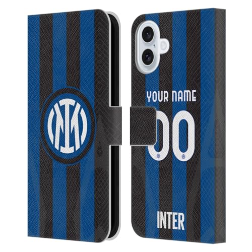 Étui portefeuille iPhone 16 Plus Inter Milan en cuir avec fentes cartes