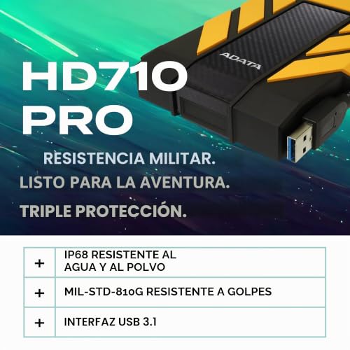 Disco Duro Externo ADATA HD710 Pro 1TB Amarillo USB 3.2 Resistente IP68 2