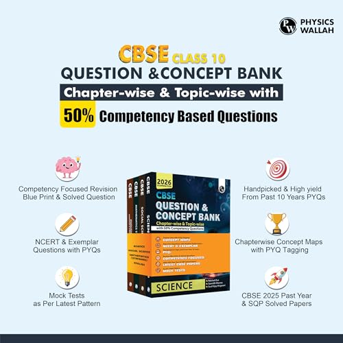 Image of PW CBSE Question & Concept Bank (QCB) Class 10 Mathematics (Standard), Science, Social Science, English Combo Set of 4 Books Chapterwise & Topicwise Solved Questions For 2026 Exams [Paperback] PW